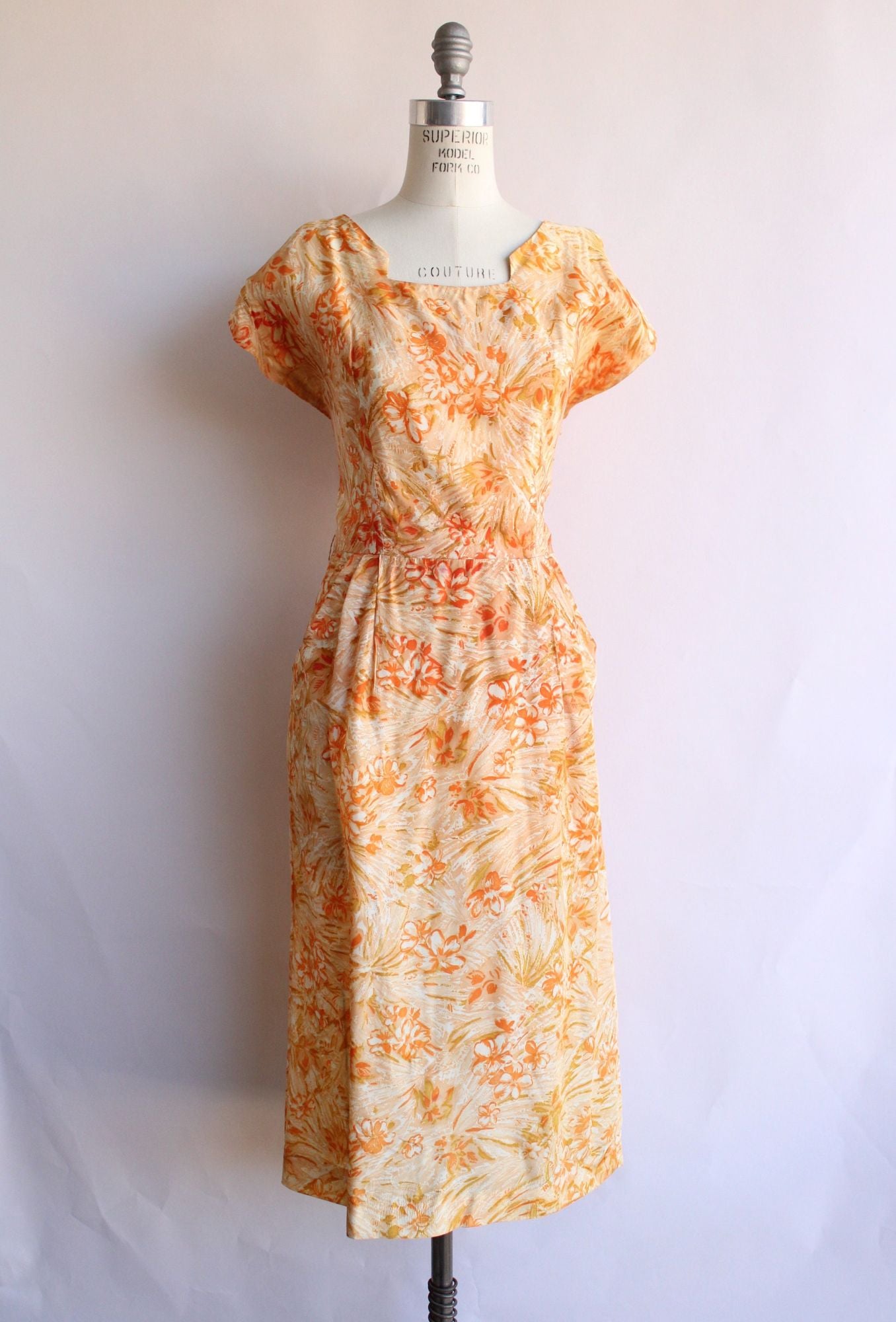 vintage yellow floral dress