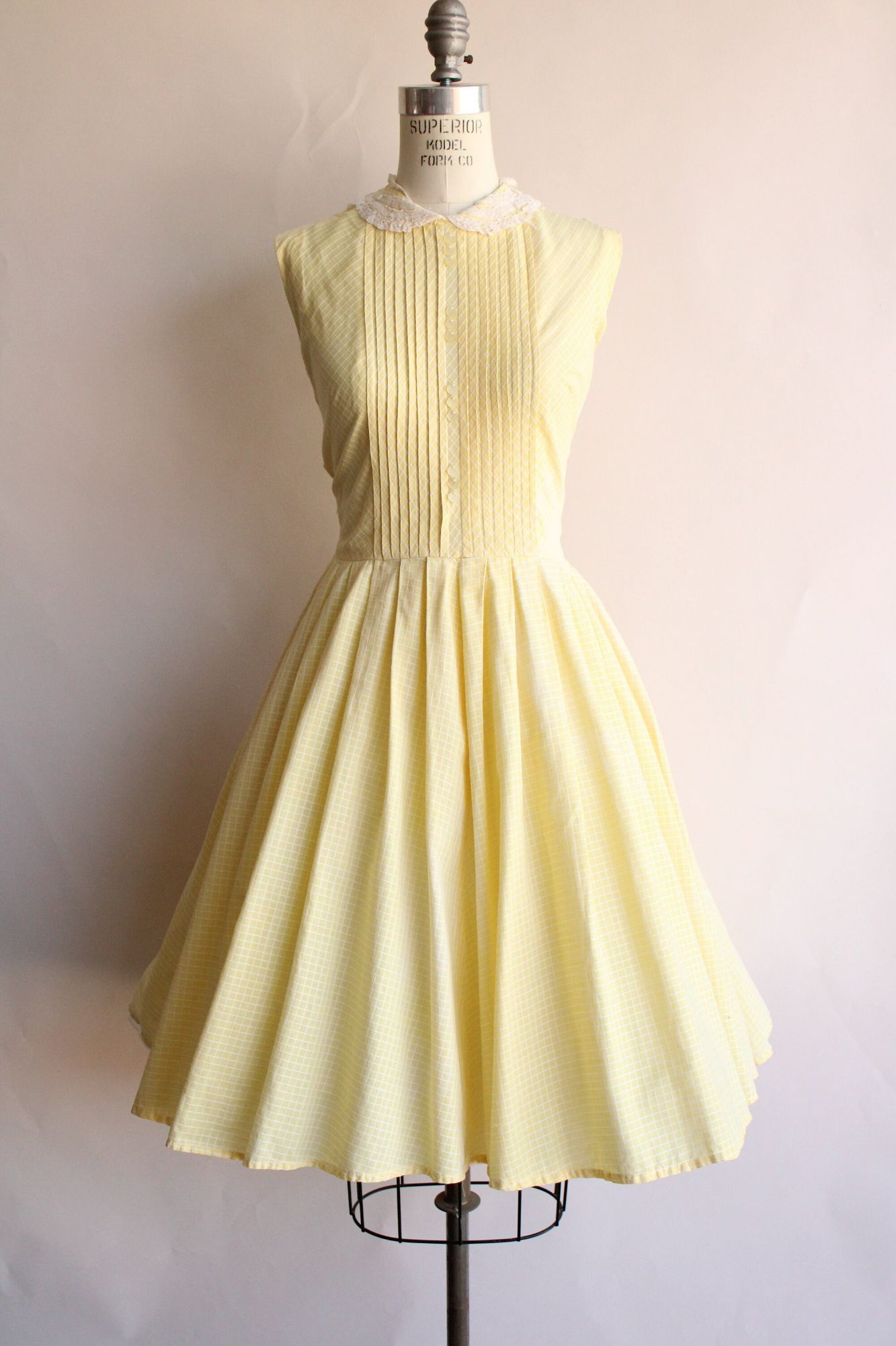 Vintage 1950s Yellow Cotton Sundress with Pockets Toadstool Farm Vintage