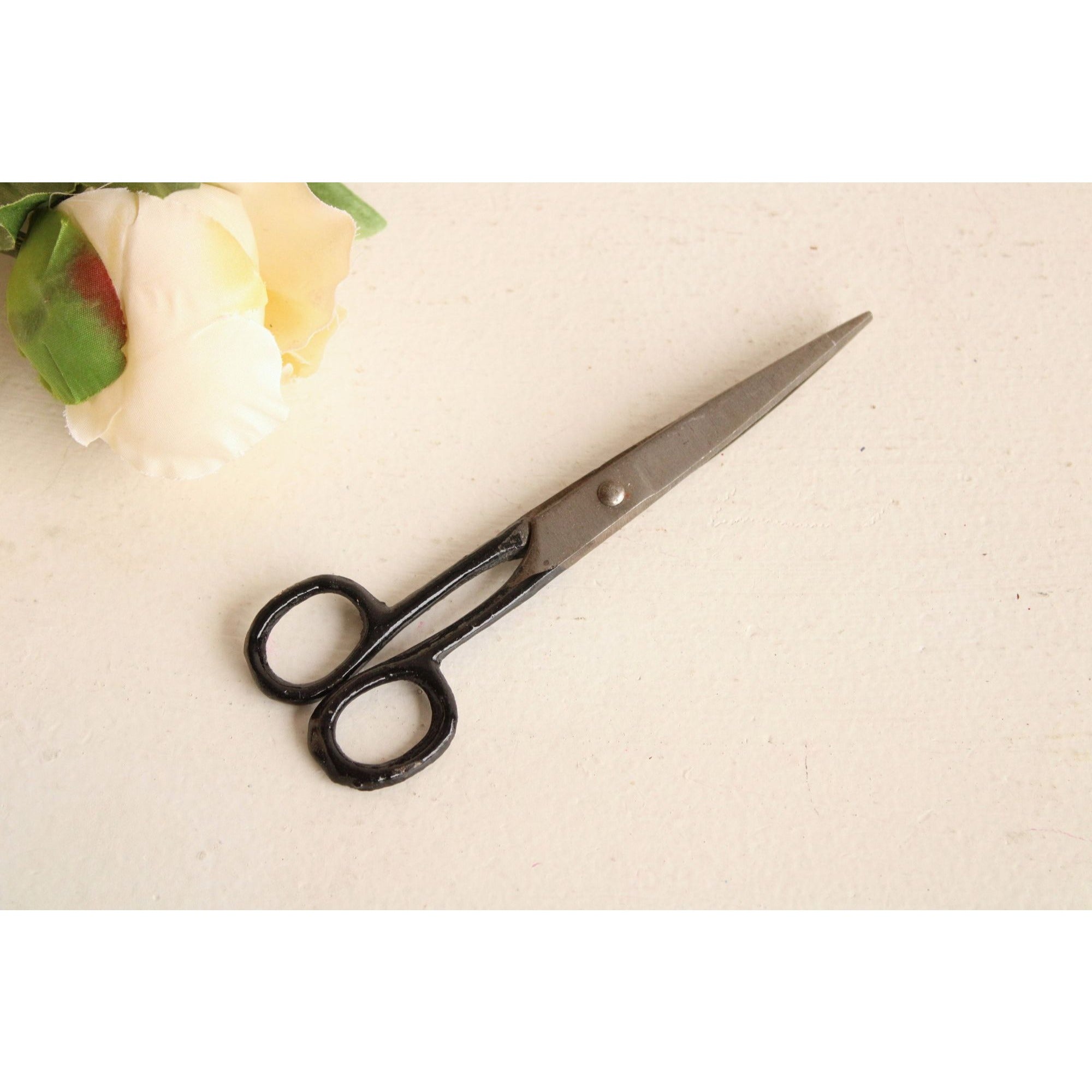 Vintage Black Handle Scissors Pair of Old Sewing Shears Junk