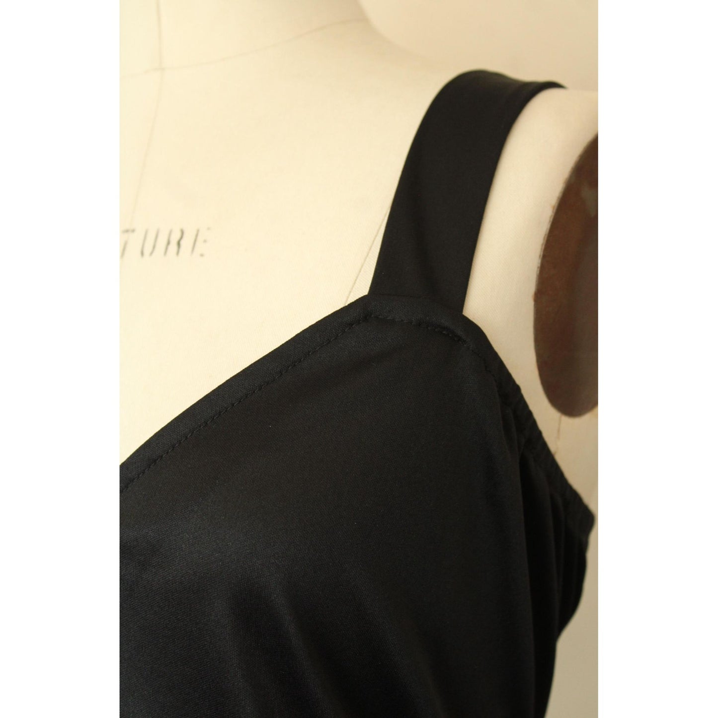 Vintage 1980s Volup Chez California Black Bodycon Slip Dress