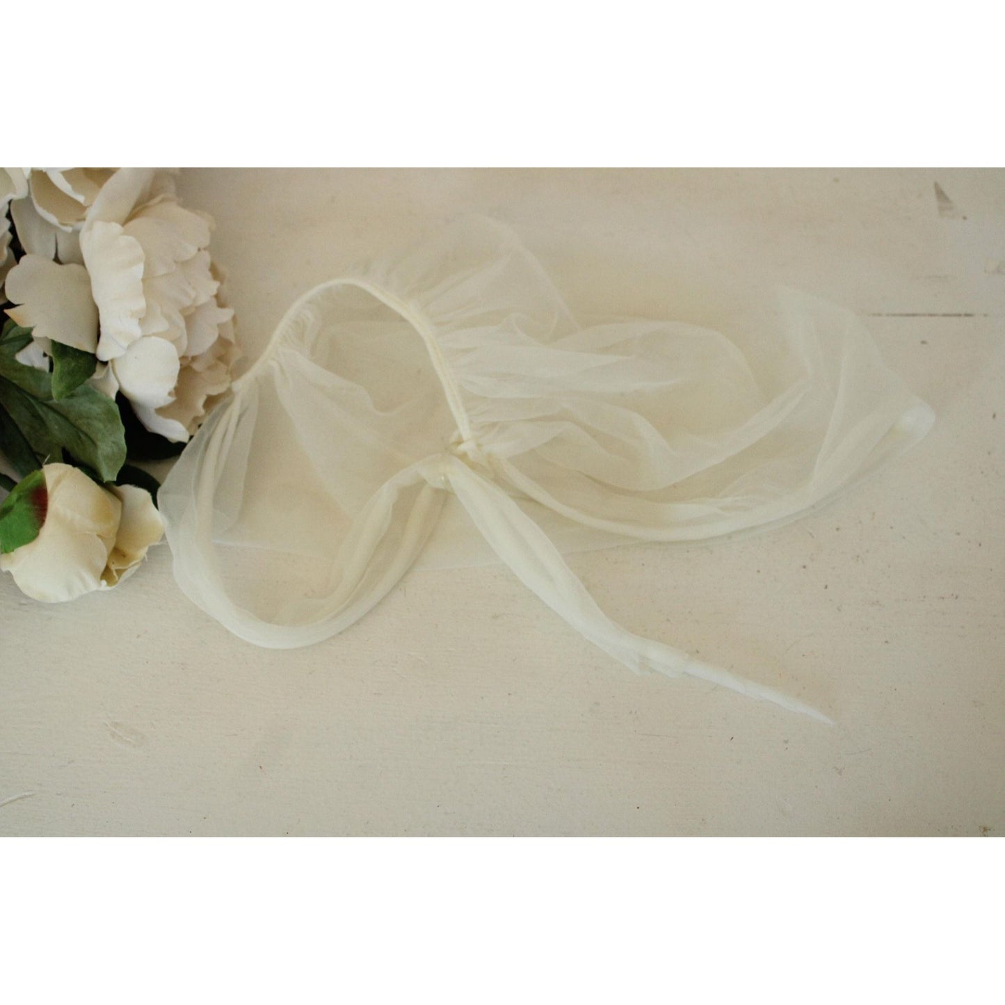 Vintage 1950s 1960s Winter White Nylon Chiffon Head Scarf