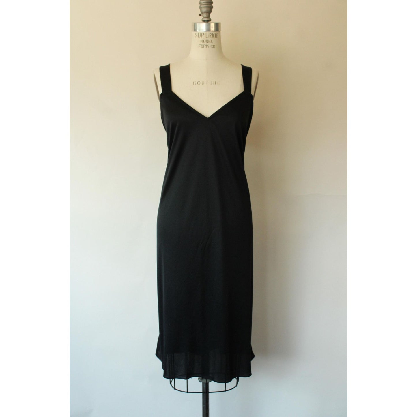 Vintage 1980s Volup Chez California Black Bodycon Slip Dress