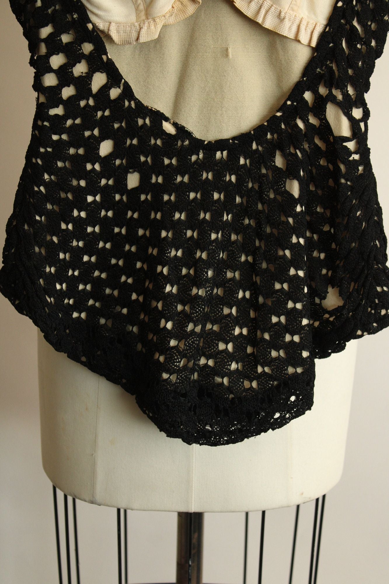 Vintage 1960s Black Crochet Swimsuit