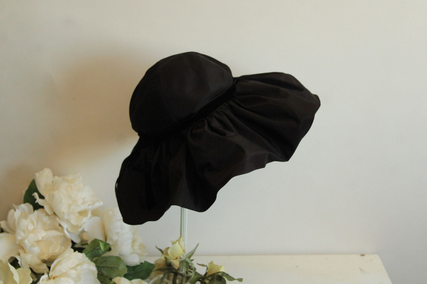 Vintage 1950s Michael Terre Black Wide Brim Floppy Hat