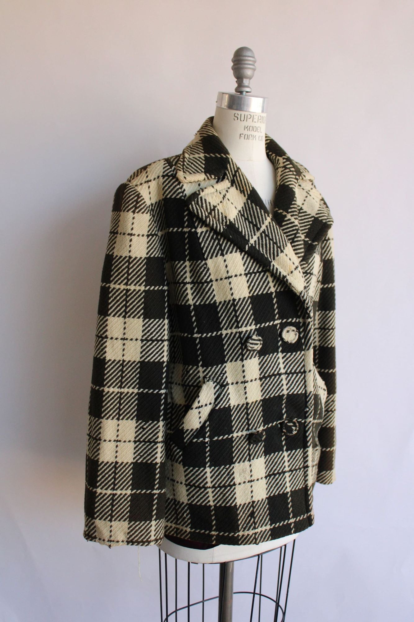 Vintage 1940s 1950s Mens Jacket by Gardiner of Scotland in Brown Tartan Plaid Wool
