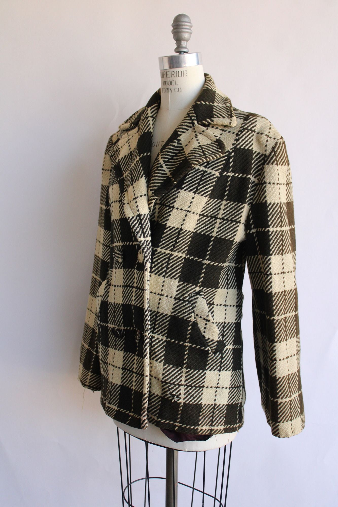 Vintage 1940s 1950s Mens Jacket by Gardiner of Scotland in Brown Tartan Plaid Wool