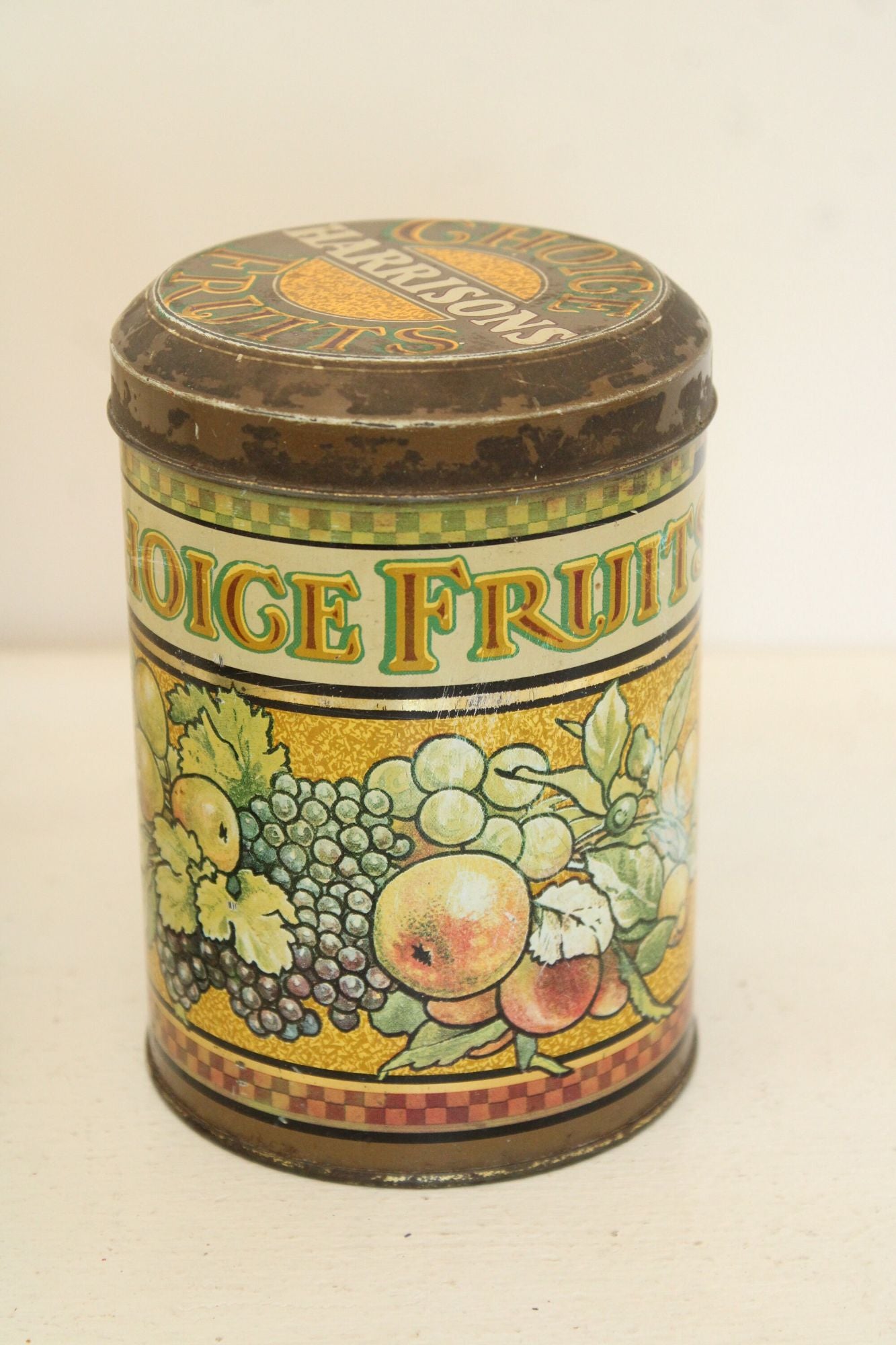 Vintage 1980s Harrisons Choice Fruits Tin