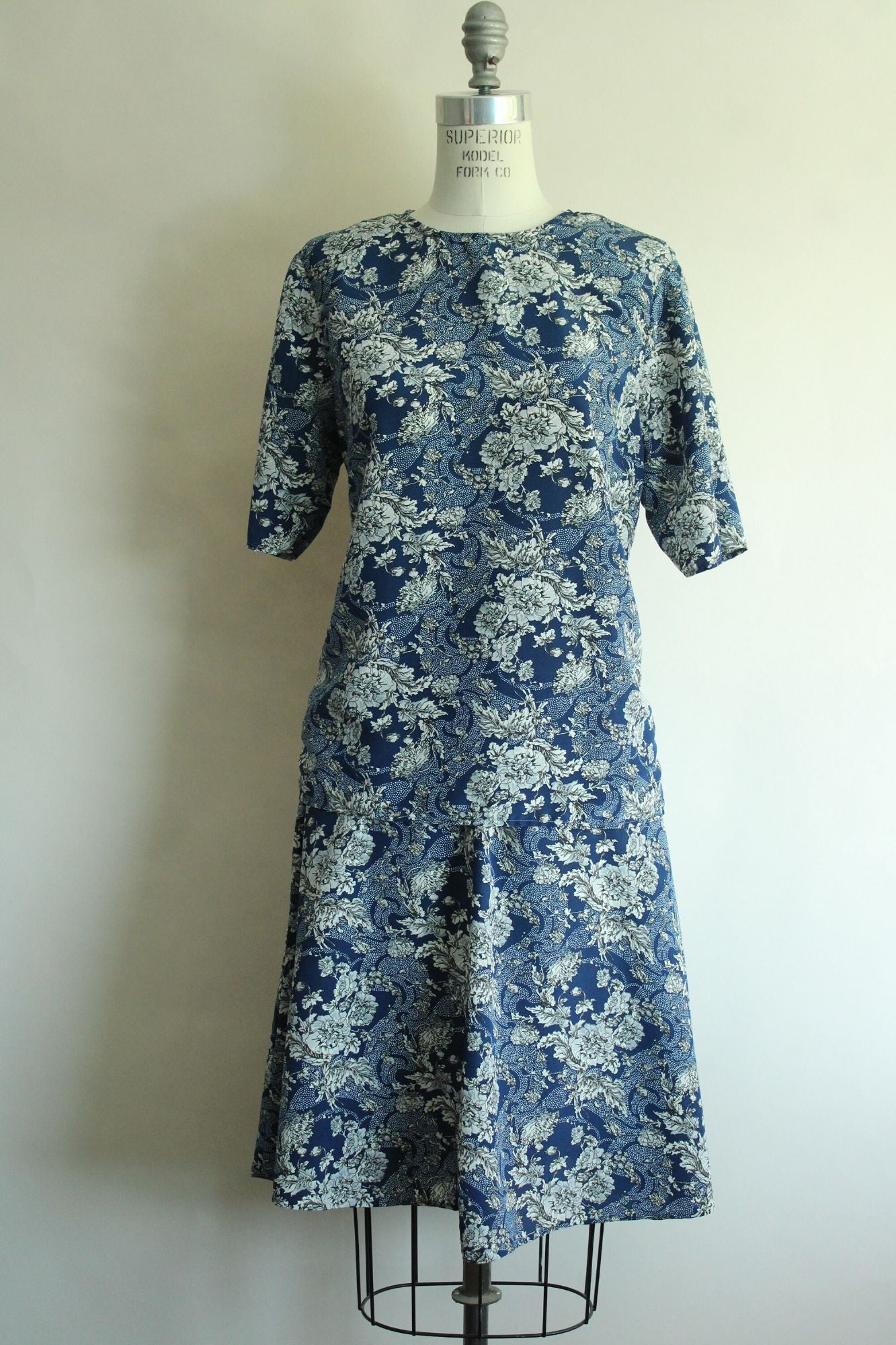 Vintage 1990s Norton McNaughton Blue And White Floral Print Skirt and Blouse