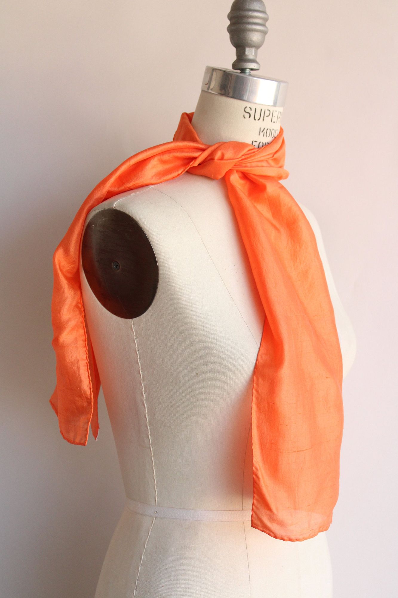 Vintage Orange Silk Charmeuse Rectangular Scarf