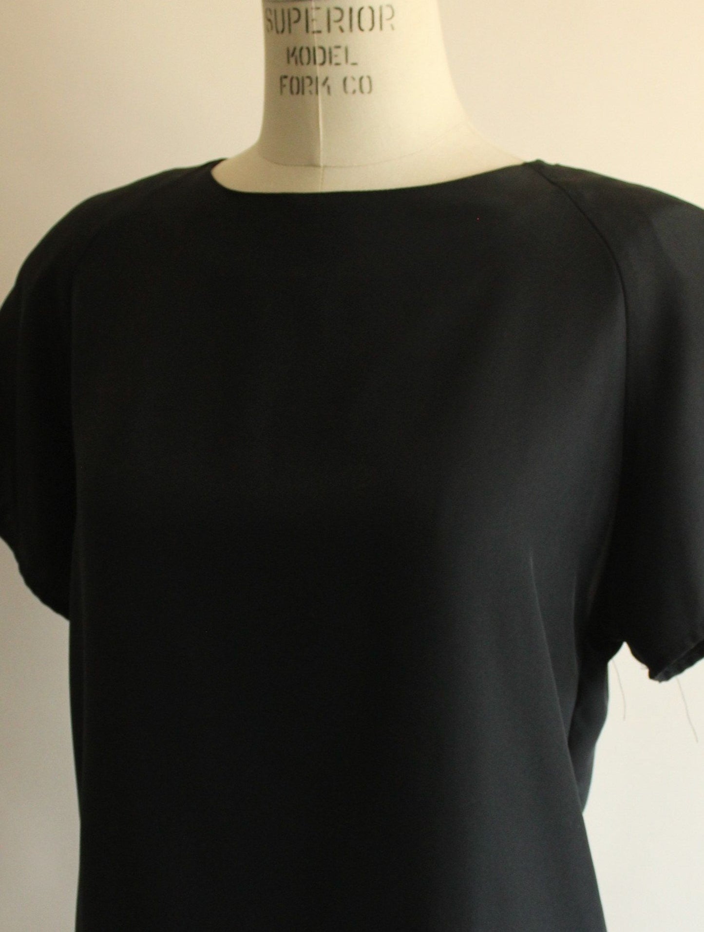 Vintage 1990s  Black Shirt with Keyhole Back and Shoulder Pads