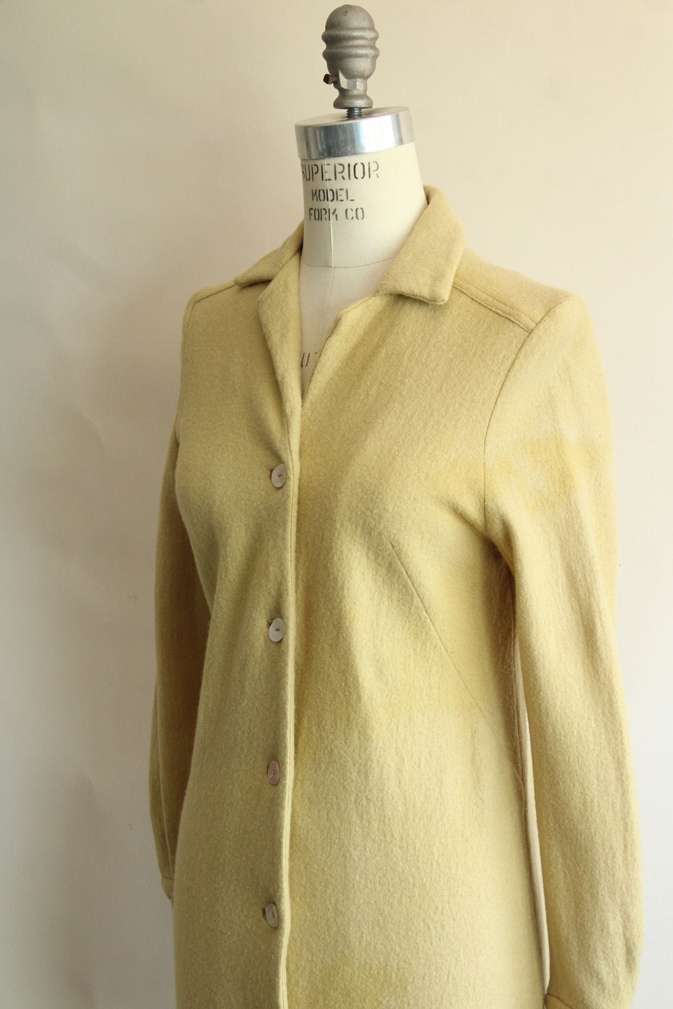 Vintage 1960s Fred Rothschild Yellow Wool Coat Dress