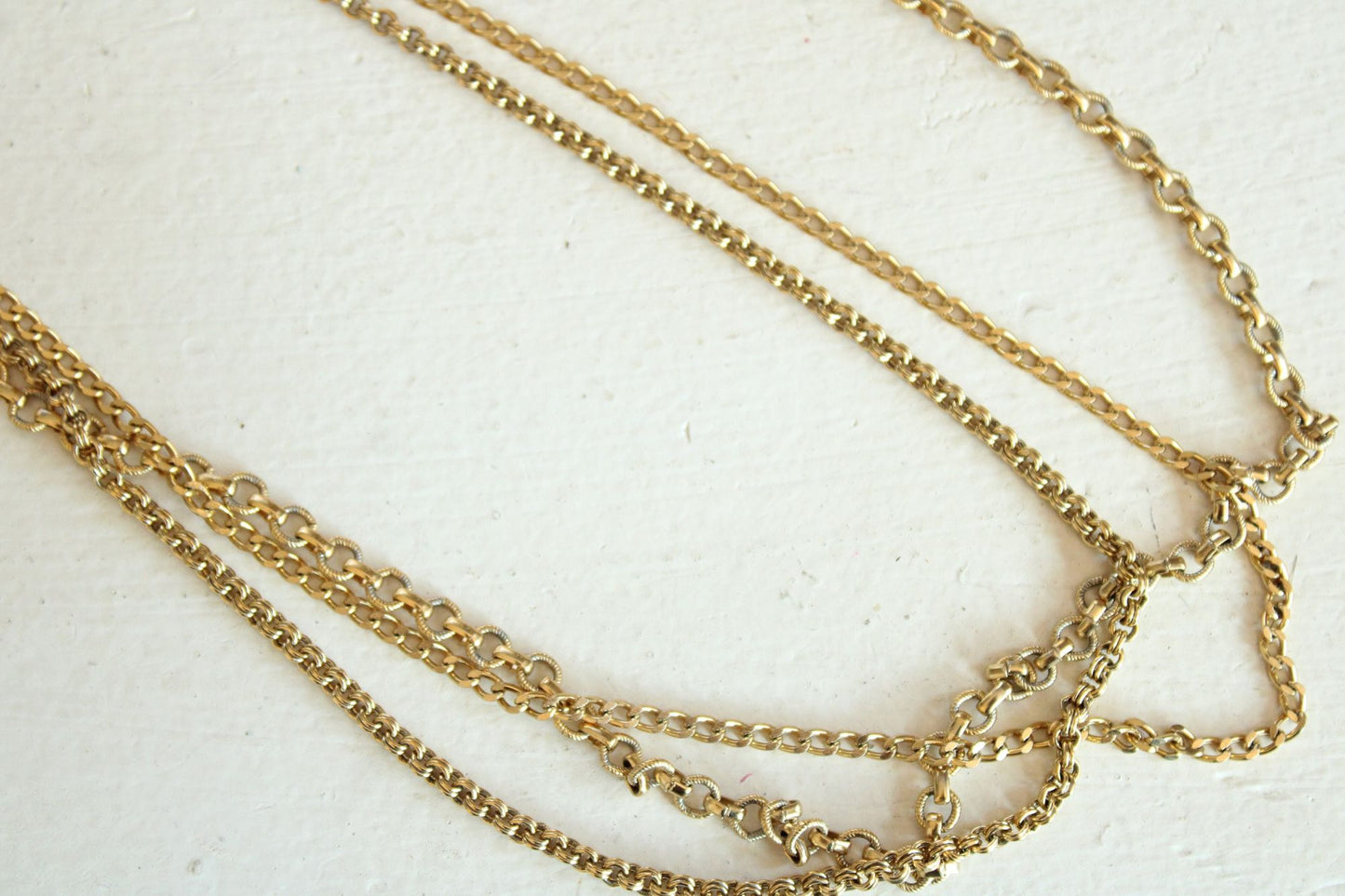 Vintage Napier Gold Tone Triple Strand Chain Necklace