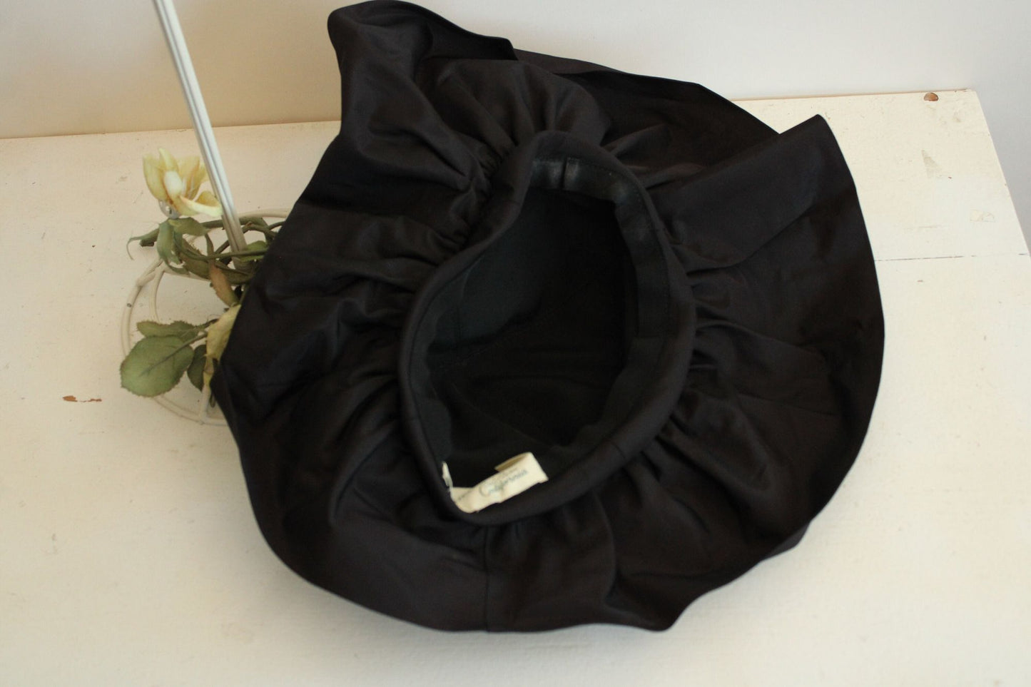 Vintage 1950s Michael Terre Black Wide Brim Floppy Hat