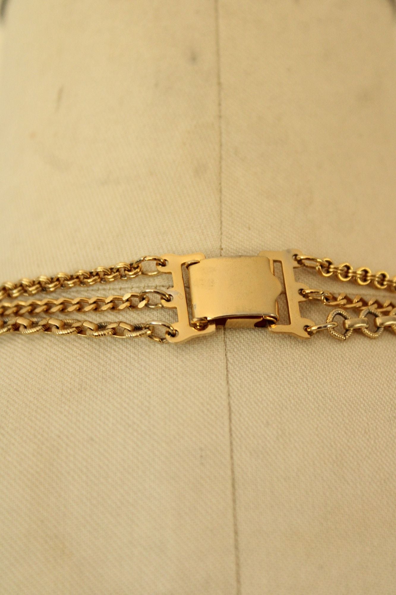 Vintage Napier Gold Tone Triple Strand Chain Necklace