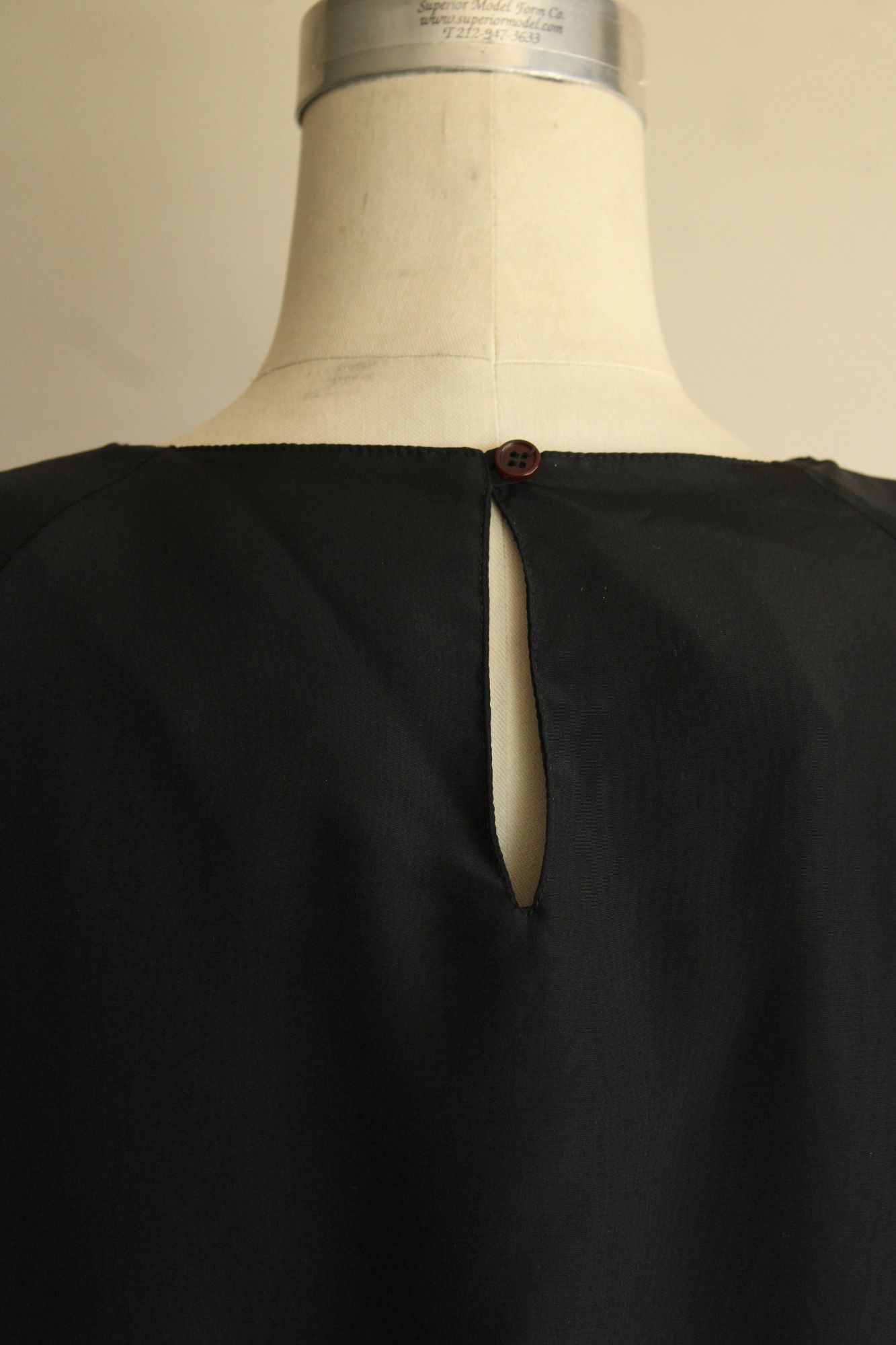 Vintage 1990s  Black Shirt with Keyhole Back and Shoulder Pads