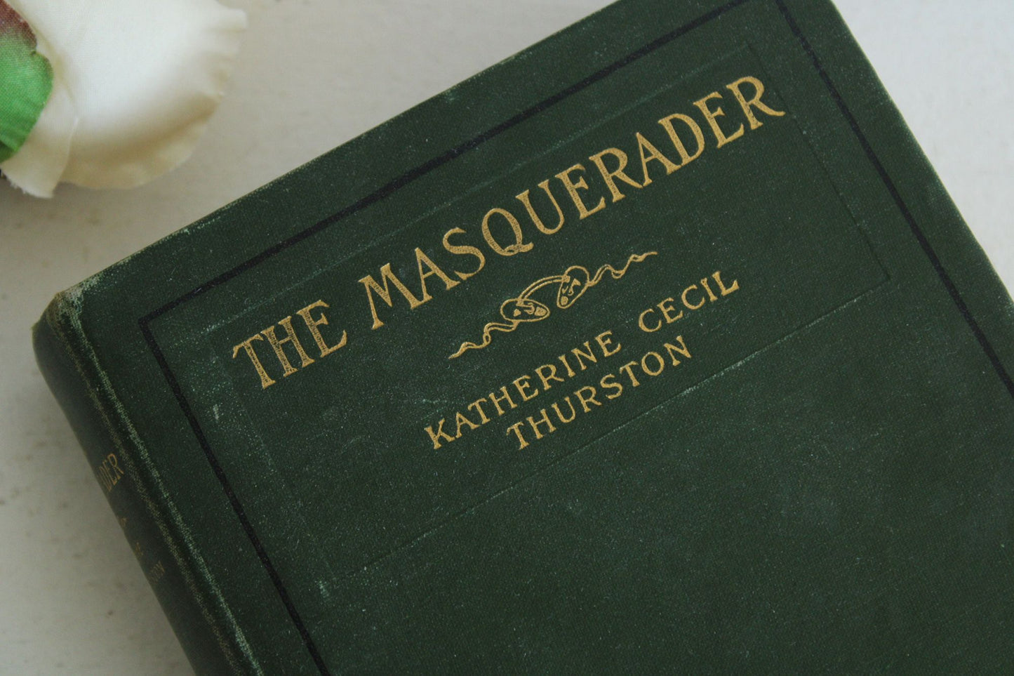 Vintage 1900s Book, "The Masquerader" by Katherine Cecil Thurston, Published by Harper & Bros., Green and Gold