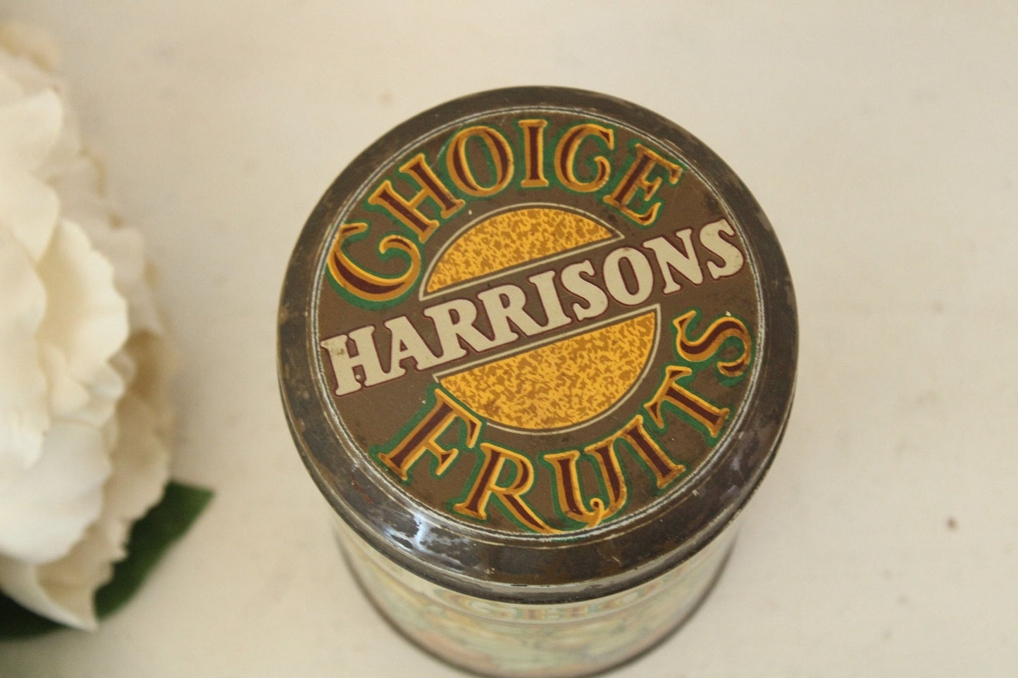 Vintage 1980s Harrisons Choice Fruits Tin