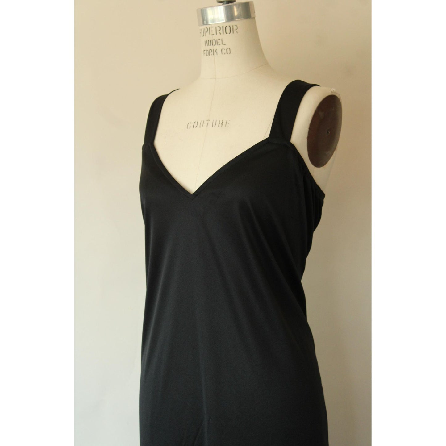 Vintage 1980s Volup Chez California Black Bodycon Slip Dress