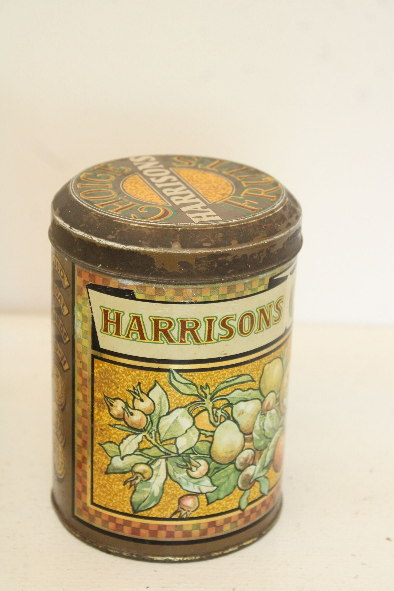 Vintage 1980s Harrisons Choice Fruits Tin