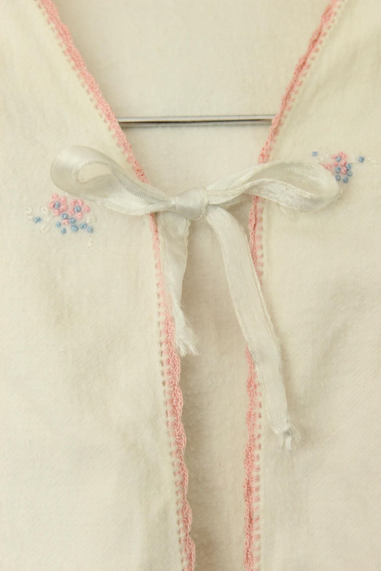 Vintage 1950s Baby Bed Jacket With Floral Embroidery