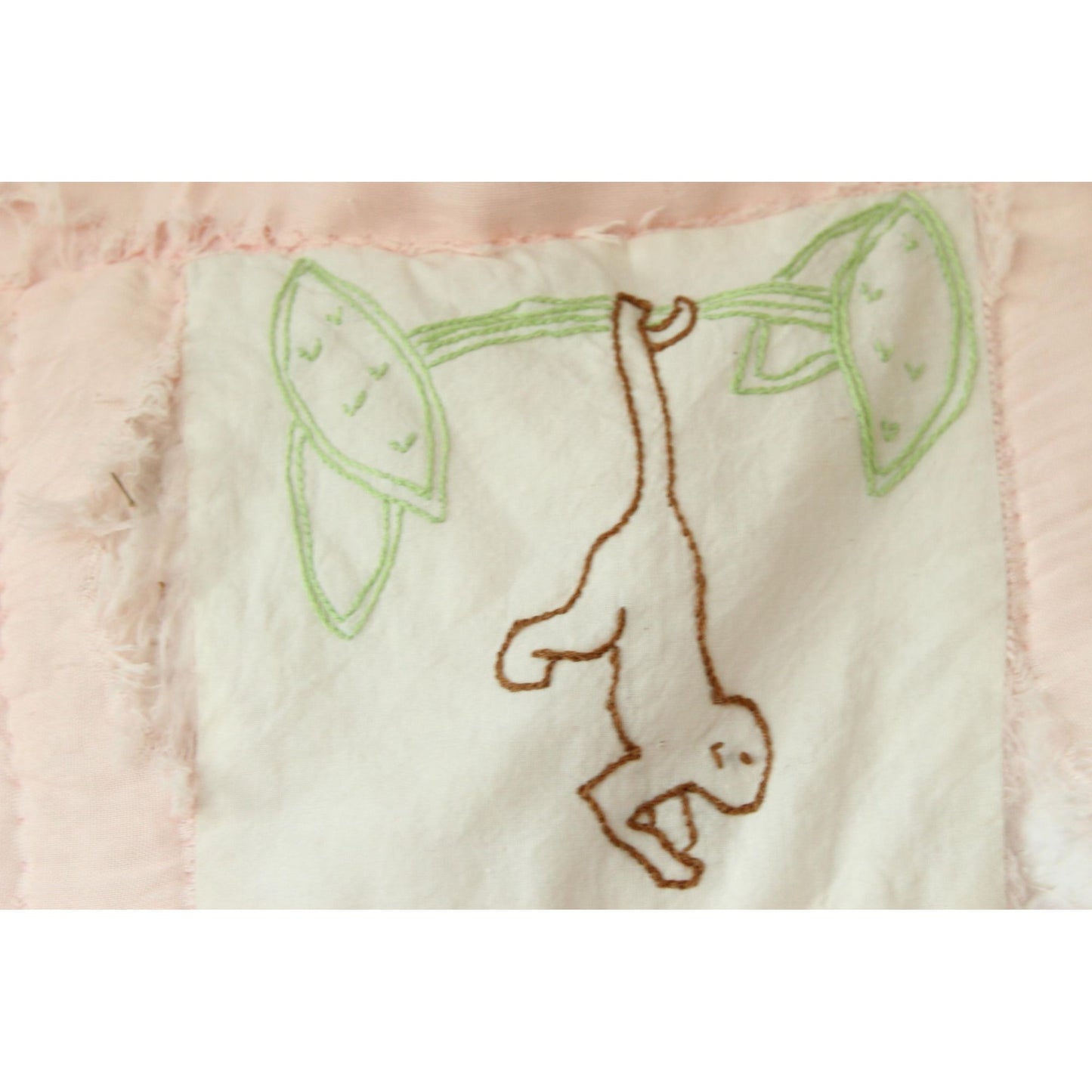 Vintage 1950s 1960s Baby Blanket with  Zoo Animal Embroidery