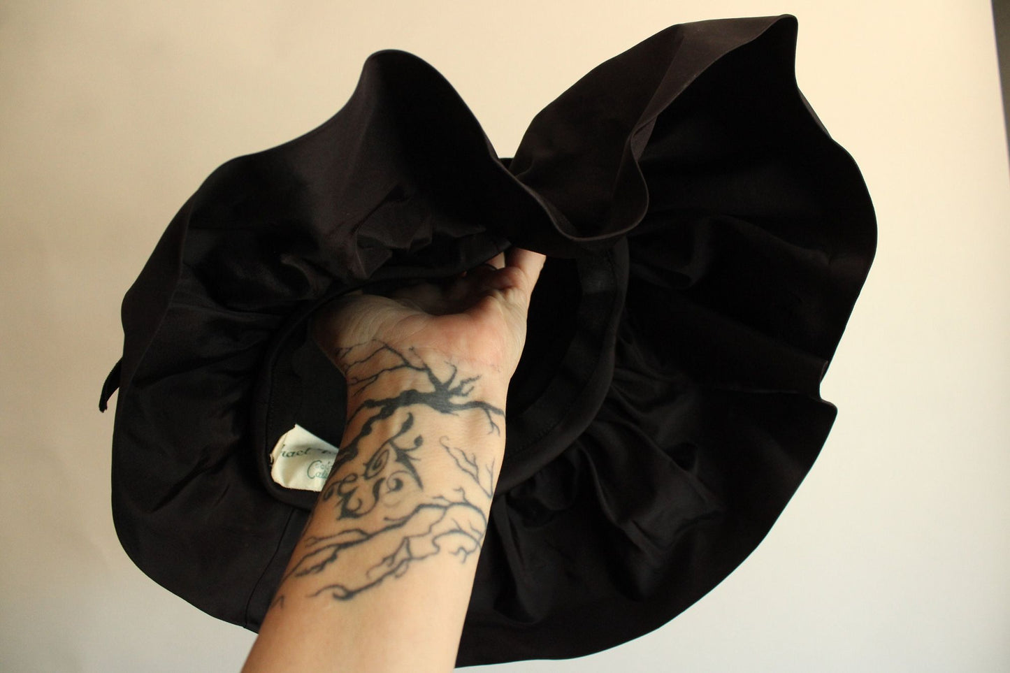 Vintage 1950s Michael Terre Black Wide Brim Floppy Hat