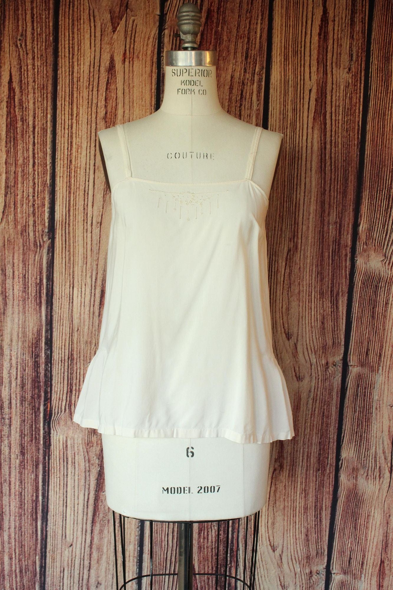 Vintage 1920s Ivory Embroidered Flapper Camisole Top