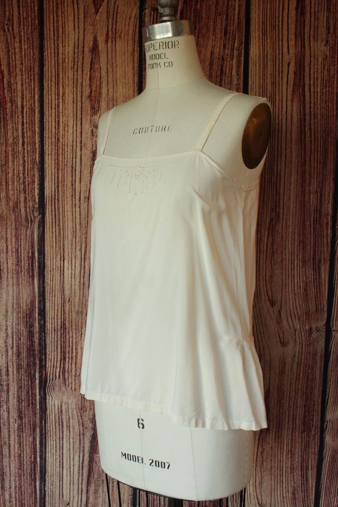 Vintage 1920s Ivory Embroidered Flapper Camisole Top