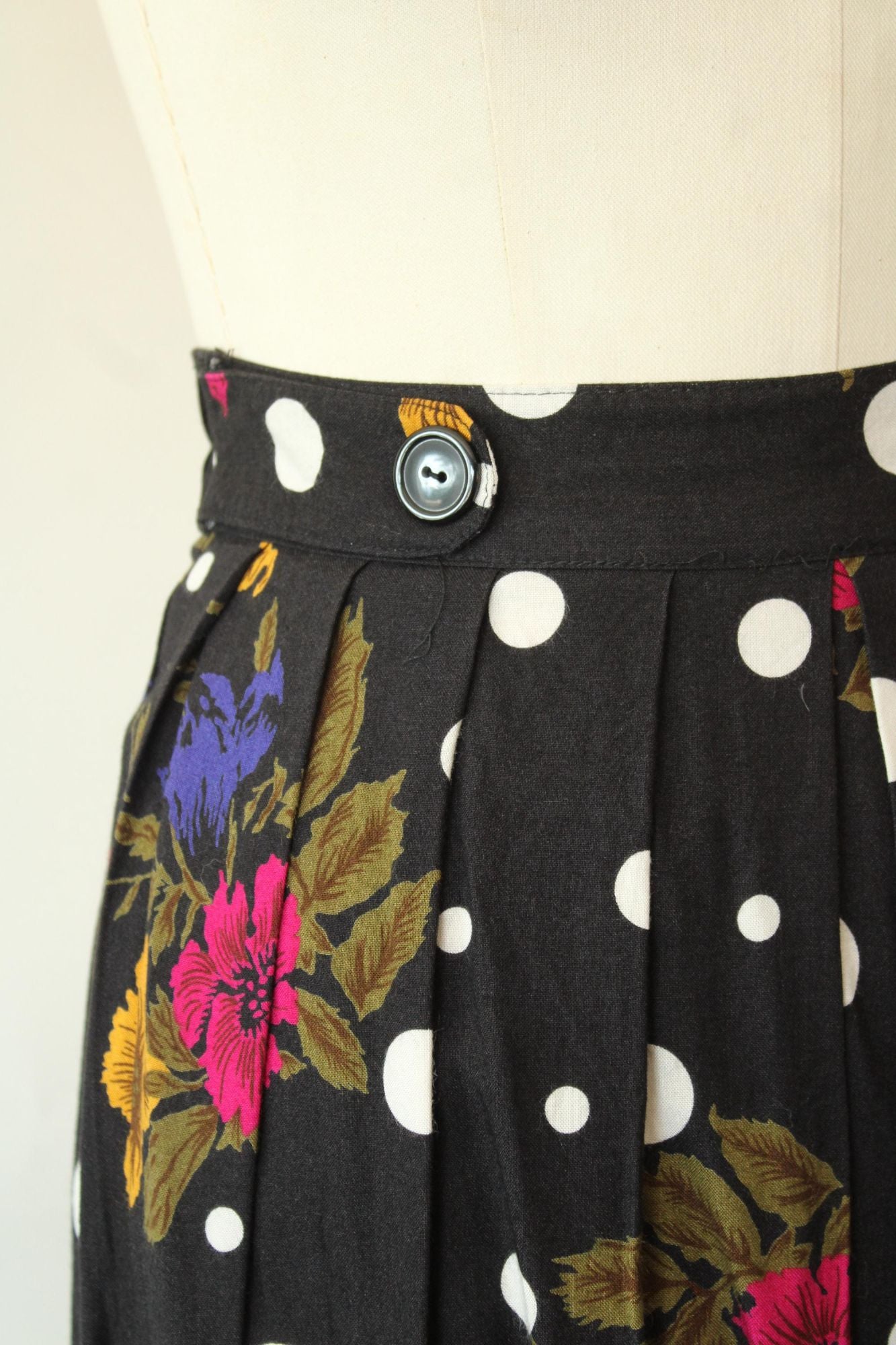 Vintage 1980s 1990s Norton McNaughton Polka Dot and Floral Skirt and Blouse