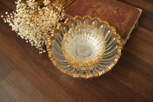 Vintage 1940s Cut Glass Fruit Bowl and Three Berry Bowls