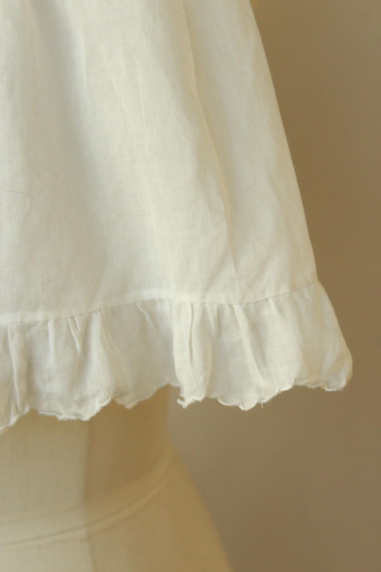 Vintage 1950s 1960s Embroidered Flowers White Cotton Baby Dress