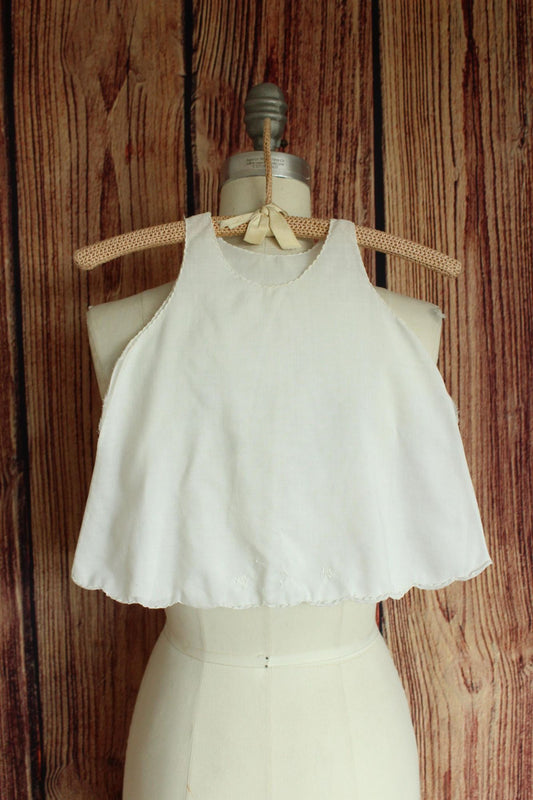 Vintage 1950s Baby Dress in Embroidered White Cotton