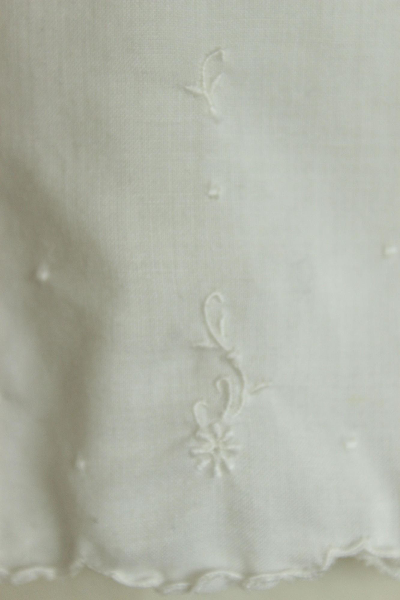 Vintage 1950s Baby Dress in Embroidered White Cotton