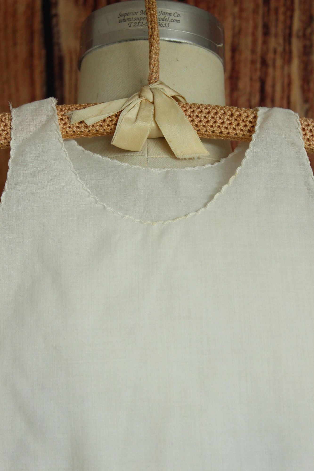 Vintage 1950s Baby Dress in Embroidered White Cotton