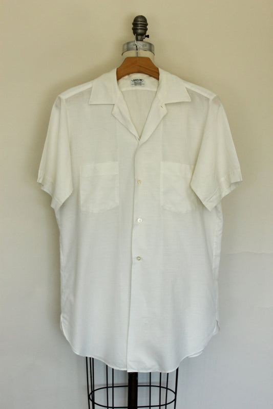 Vintage 1960s Mens Arrow Decton Sanforized White Button Down Shirt