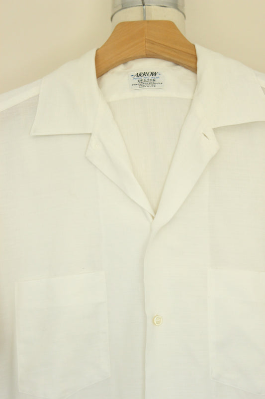 Vintage 1960s Mens Arrow Decton Sanforized White Button Down Shirt