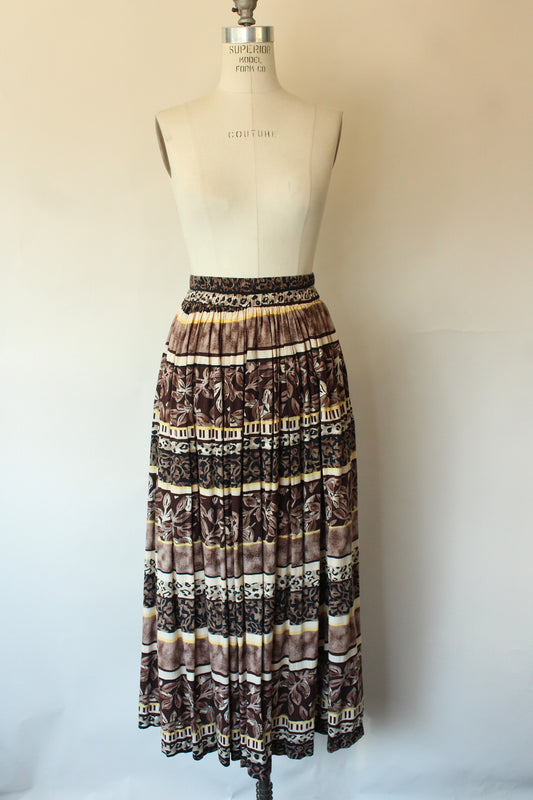 Vintage 1990s Brookridge Black and Brown Full Circle Skirt