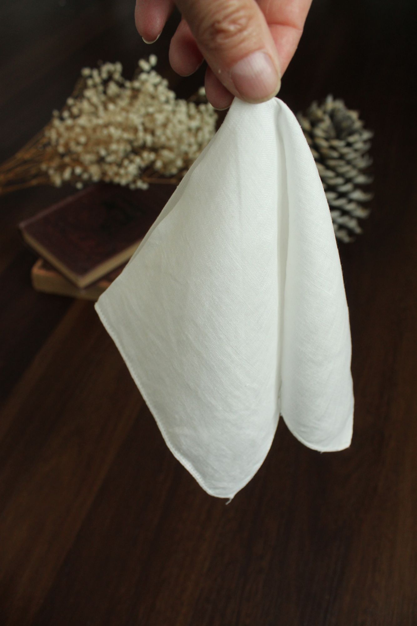 Vintage 1940s 1950s Handkerchief in Plain White Linen