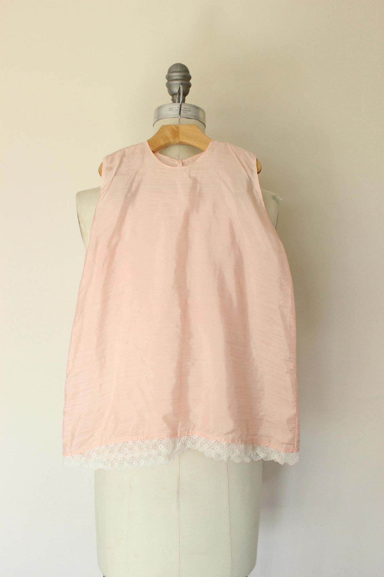 Vintage 1980s 1990s Handmade Pink Silk Baby Dress