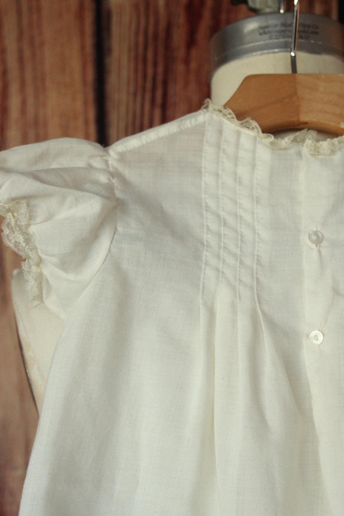 Vintage 1950s 1960s Cherubs Handmade White Cotton Baby Dress