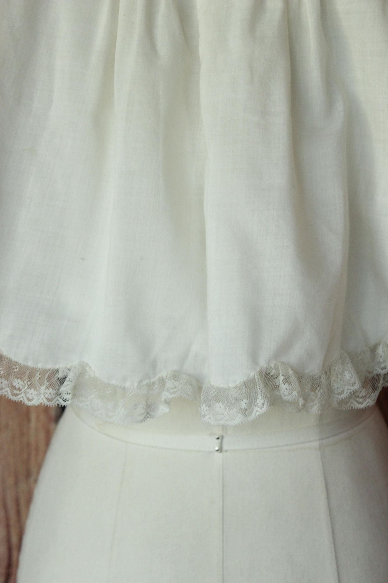 Vintage 1950s 1960s Cherubs Handmade White Cotton Baby Dress