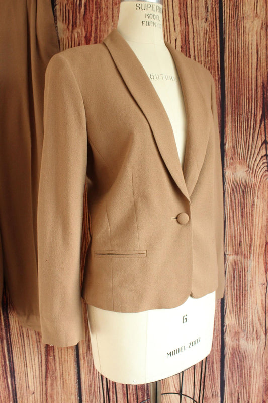 Vintage 1980s 1990s Liz Claiborne Petites Brown Wool Two Piece Pantsuit