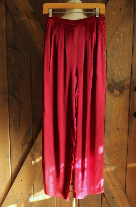 Vintage 1980s Evelyn de Jonge Red Satin Pants