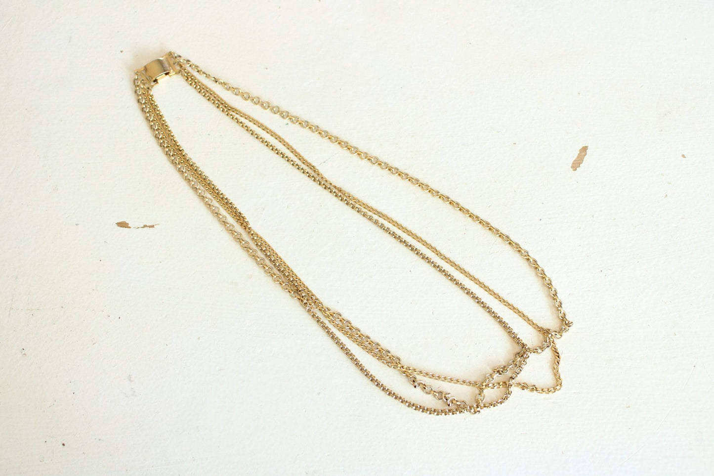 Vintage Napier Gold Tone Triple Strand Chain Necklace