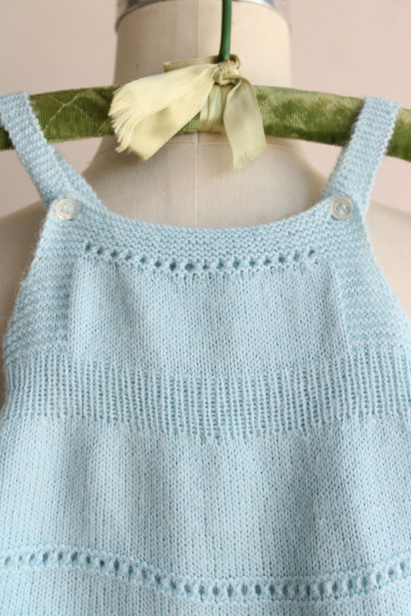 Vintage 1950s 1960s Blue Knit Baby Romper