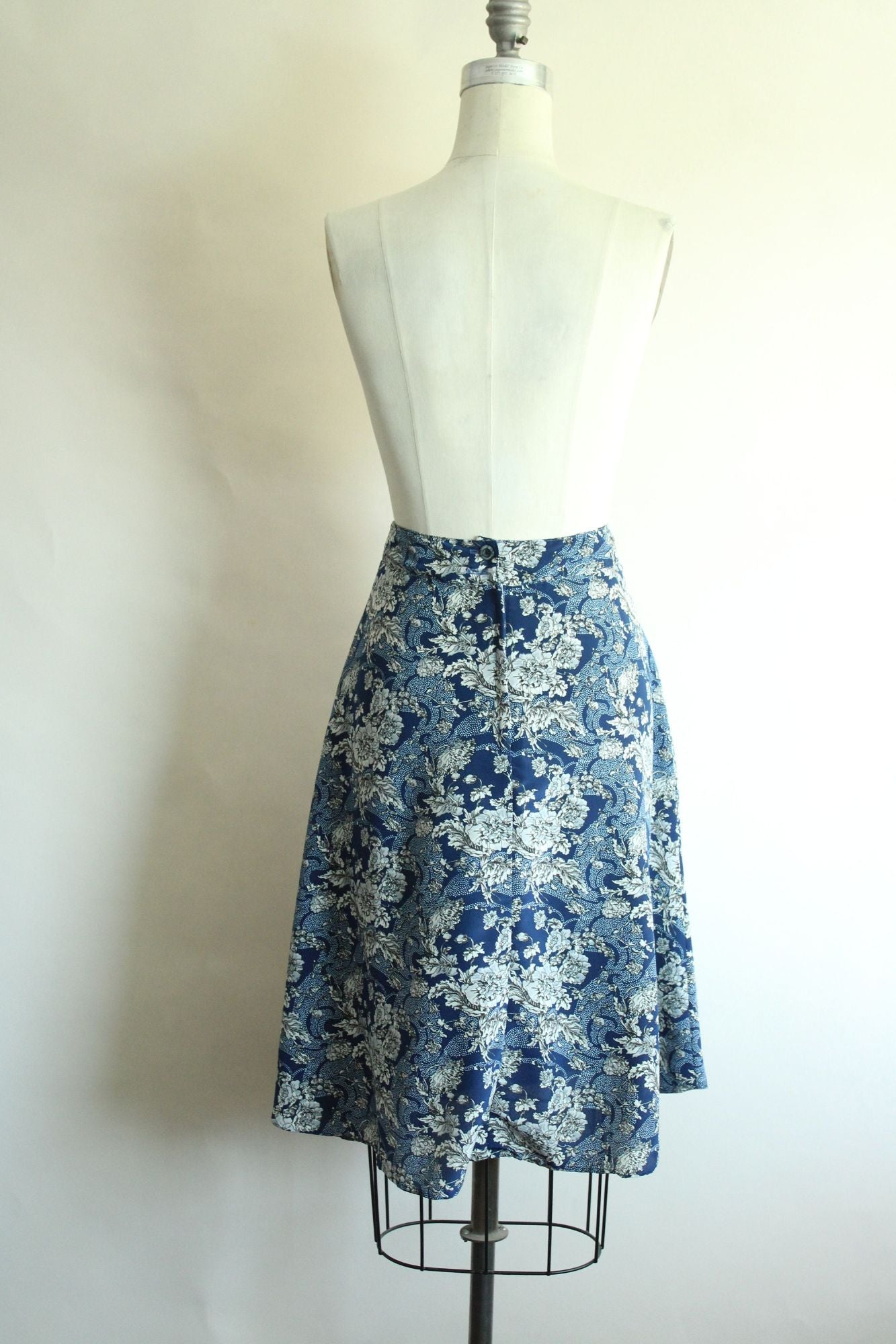 Vintage 1990s Norton McNaughton Blue And White Floral Print Skirt and Blouse