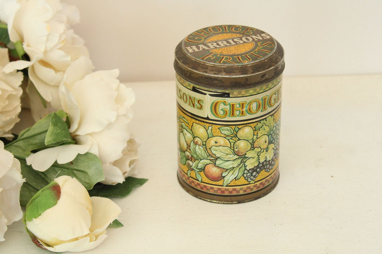 Vintage 1980s Harrisons Choice Fruits Tin