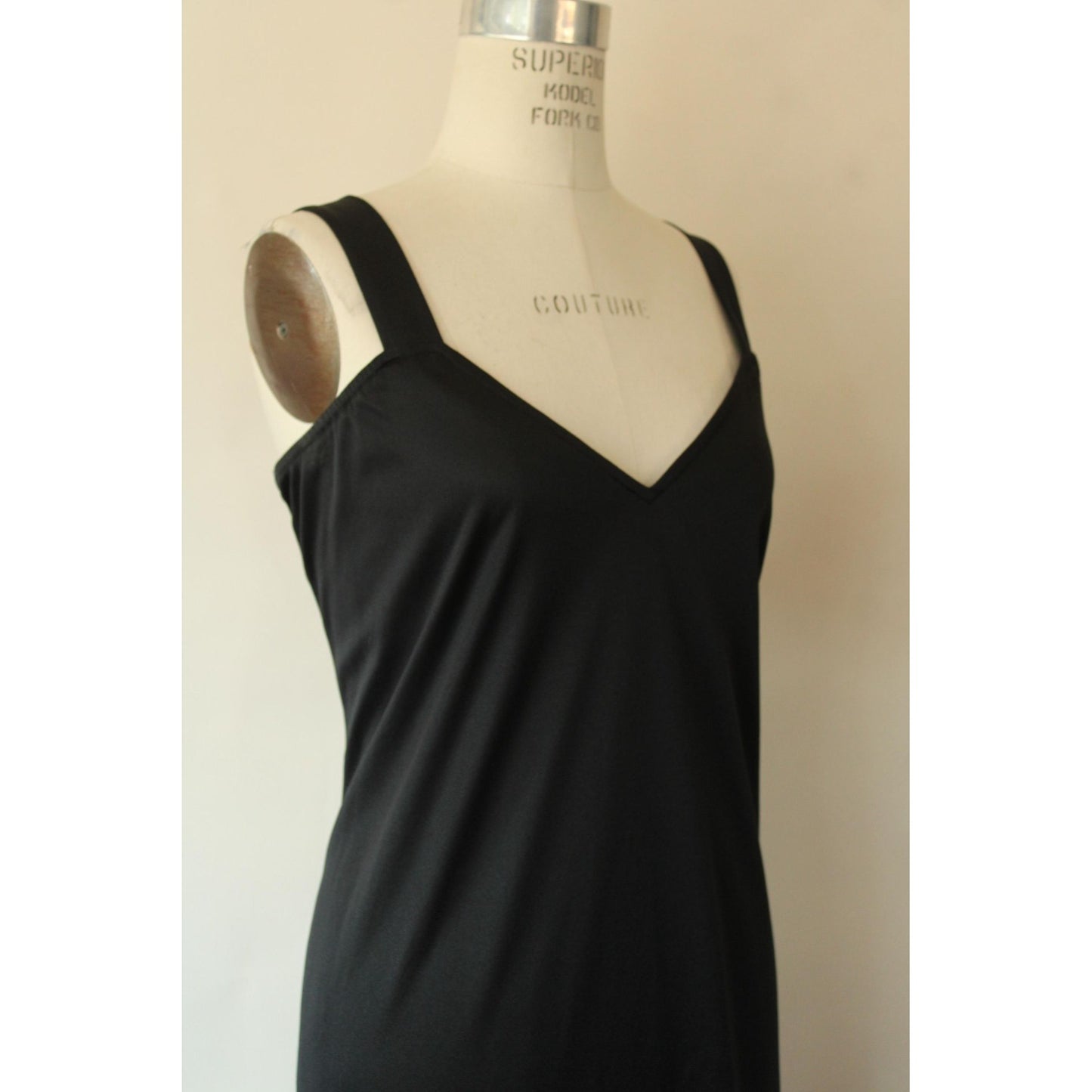 Vintage 1980s Volup Chez California Black Bodycon Slip Dress