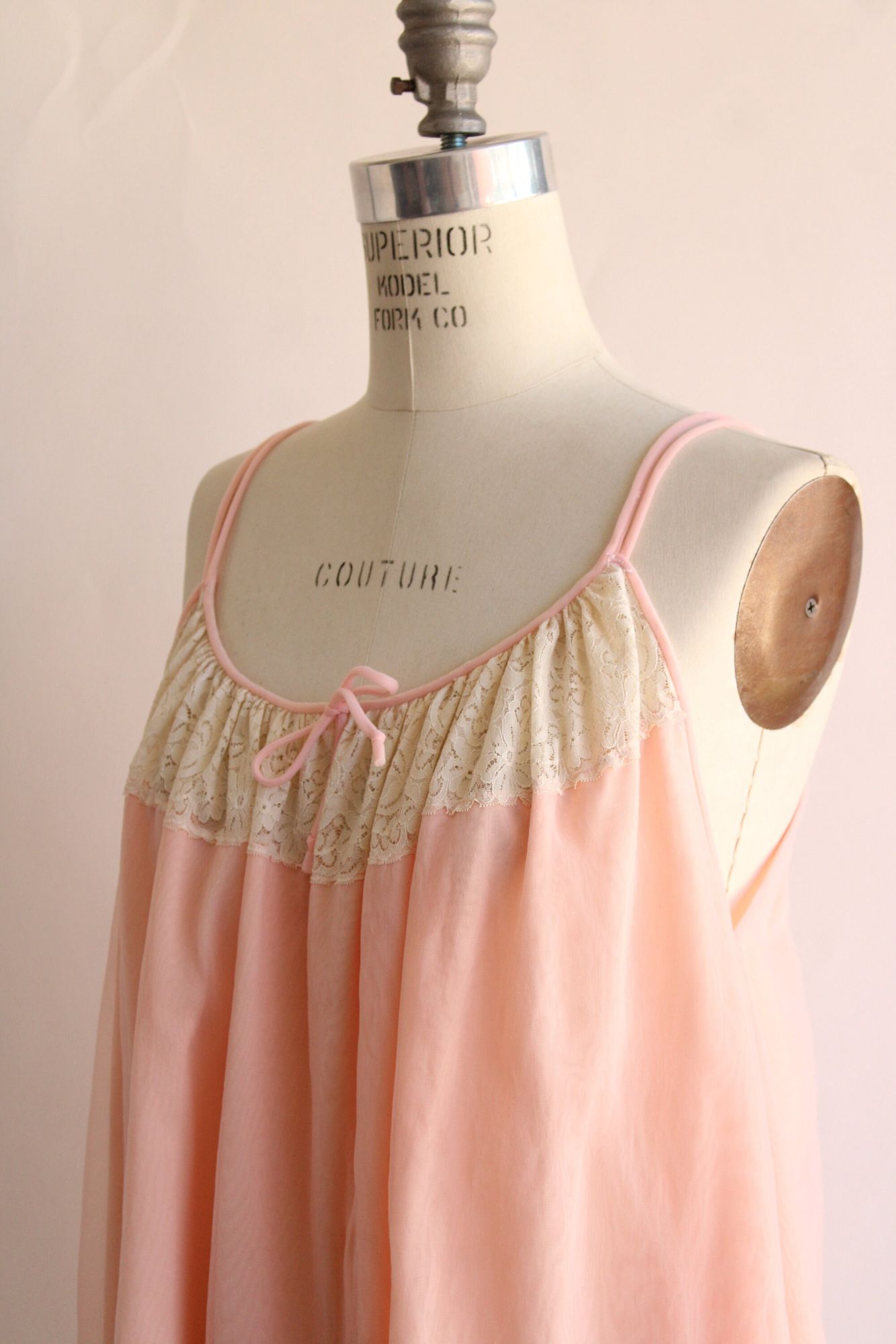 Vintage 1960s Pink Babydoll Pajama Top and Knickers, Volup 1X Size