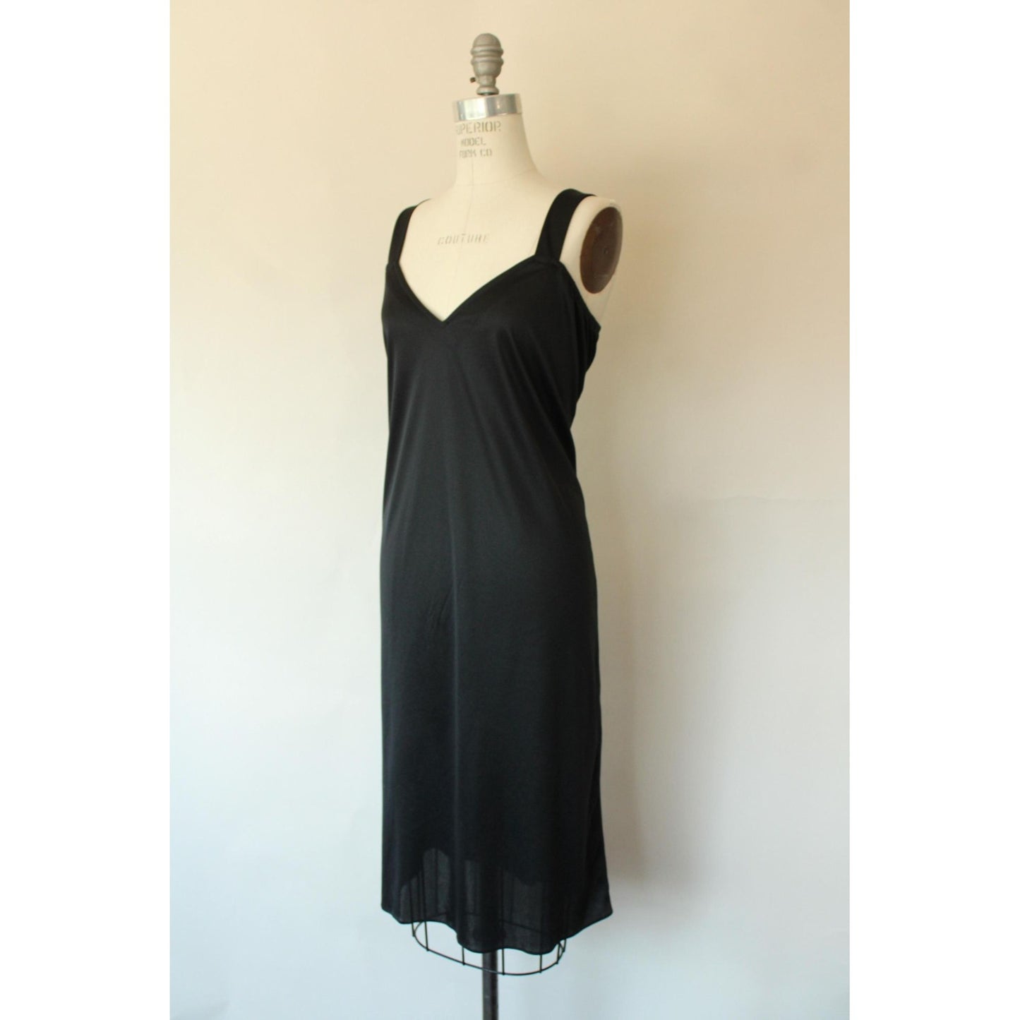 Vintage 1980s Volup Chez California Black Bodycon Slip Dress